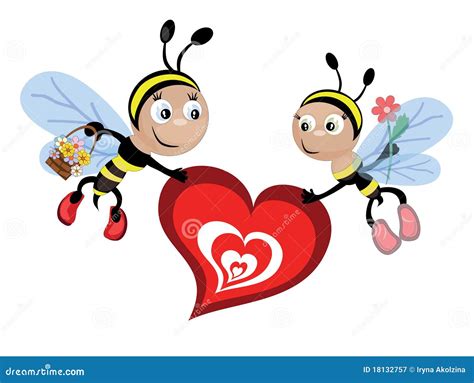 Bees With Heart Stock Vector Illustration Of Valentine 18132757