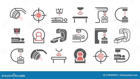 Body Ct Cat Scan Line Icons Set Radiotherapy Signs Vector Symbols