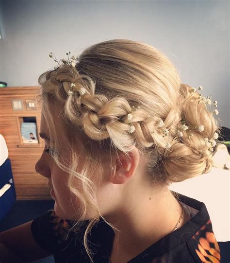 Dutch Braid Into Messy Bun Wedding Hair Updo Hair Special Occasion