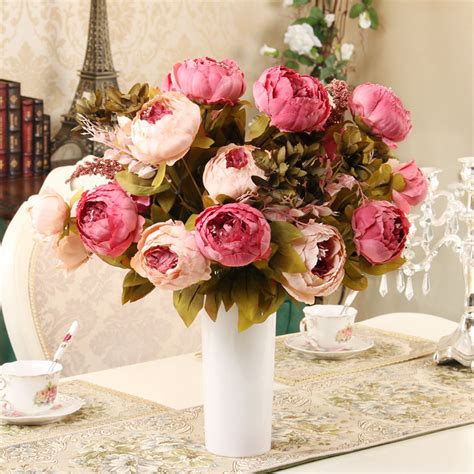 Advice on how to arrange fake flowers. 8 heads/Bouquet Elegant Artificial Peony Silk Flowers home ...