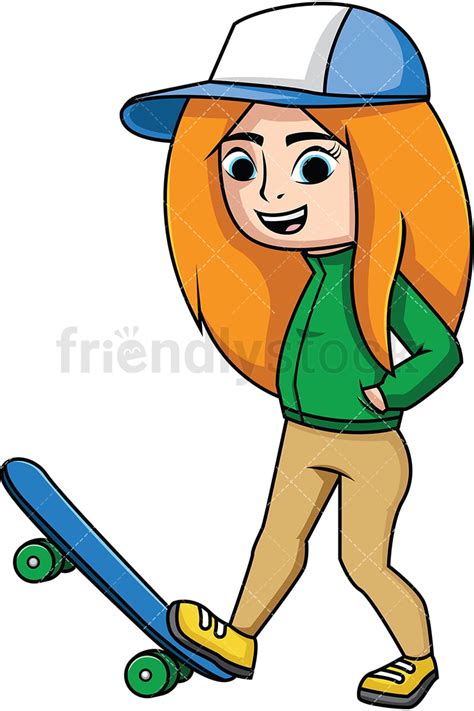 Cool Girl Skateboarder Cartoon Vector Clipart Friendlystock
