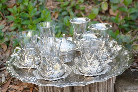 Out Of Stock Silver Turkish Tea Cup Set For Six Turkish Tea Cups Tea