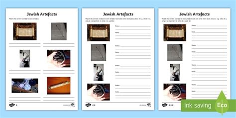 Jewish Artifacts Differentiated Worksheet Worksheets