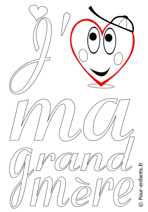 Fête des grands mères coloriage à imprimer amour de grand mère love