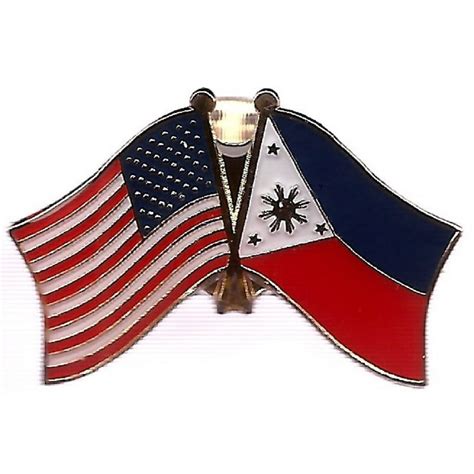 Pack Of 3 Philippines And Us Crossed Double Flag Lapel Pins Filipino