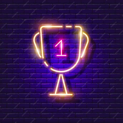 Premium Vector Champion Cup Neon Sign Victory Reward Is A Glowing