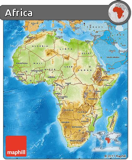 Free Physical Map Of Africa Political Shades Outside