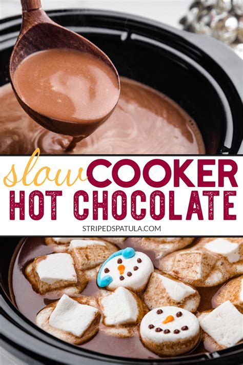 Slow Cooker Hot Chocolate Recipe Crockpot Striped Spatula