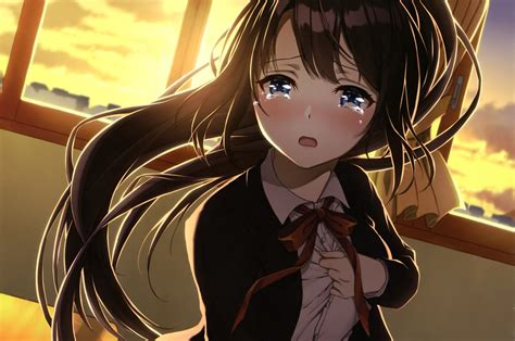 Download 2560x1700 Anime Girl Crying Classroom Sad Face