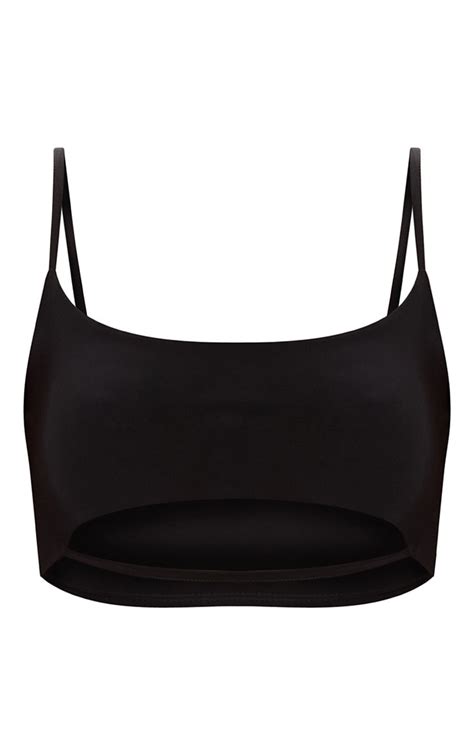 Black Strap Detail Under Bust Crop Top