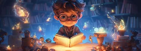 Premium Ai Image Little Girl Reading A Magic Book Fantasy Concept