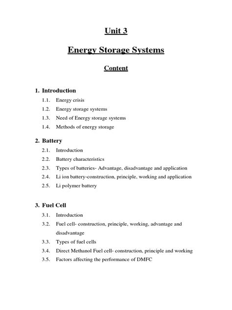 Unit 3 Energy Storage Systems Pdf Rechargeable Battery Fuel Cell
