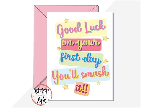 Good Luck On Your First Day Card Congratulations New Job Etsy