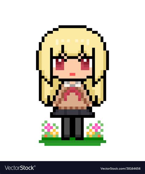 Pixel Image Cute Anime Little Girl For Game Assets