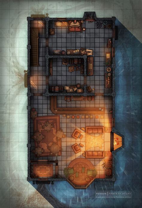 Tavern In The Snow Dnd Battlemaps In 2021 Fantasy City Map Dnd World Map Fantasy Map