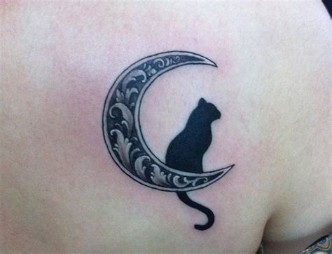 28 Best Cat And Moon Tattoo Designs The Paws Cat Tattoo Designs