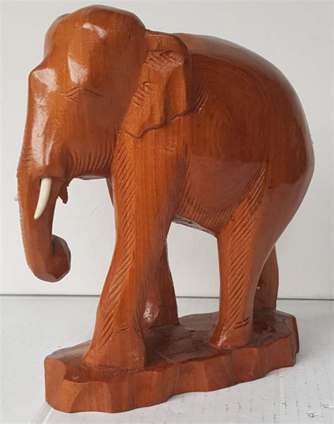 Antique Carved Wooden Elephant Figurine Statue 1930s With Etsy