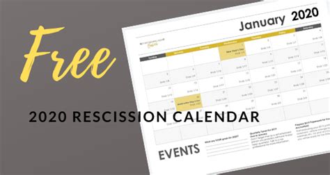 Free 2020 Rescission Calendar
