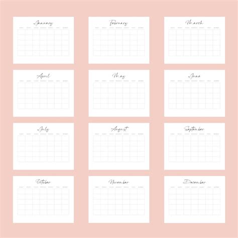 Blank Monthly Calendar Aesthetic Calendar Minimalist Etsy