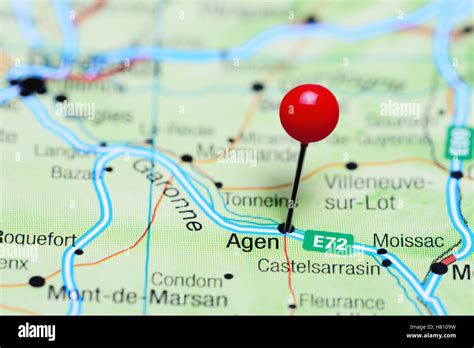 Agen Pinned On A Map Of France Stock Photo Alamy