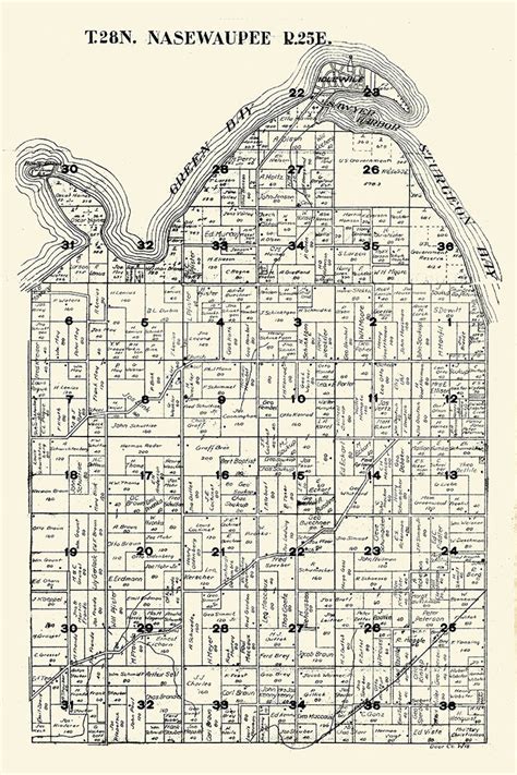 1917 Map Of Nasewaupee Township Door County Wisconsin Etsy