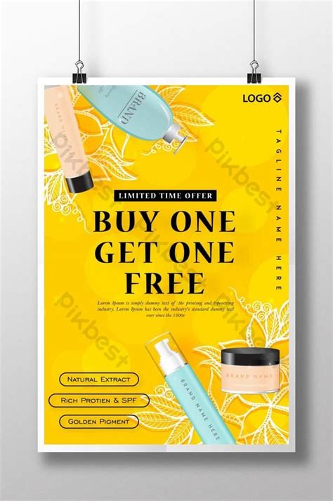 Gambar Poster Promosi Produk Kosmetik Lucu Berwarna Kuning Yang
