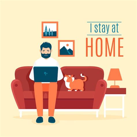 Premium Vector Stay At Home Illustration Theme