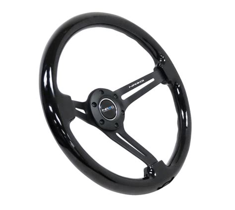Nrg Reinforced Steering Wheel 350mm 3in Deep Blk Wo Rst 018bk Bk
