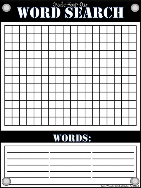 Blank Word Search Template White Gold
