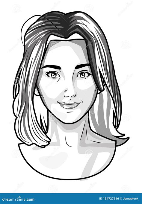 Pop Art Beautiful Woman Face Smiling In Black And White Stock Vector Illustration Of Success