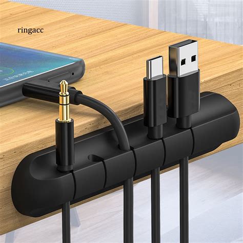 Rac Silicone Adhesive Data Cable Charging Wire Holder Wall Desktop