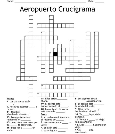 Aeropuerto Crucigrama Crossword Wordmint