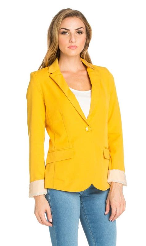 single button solid blazer in mustard blazers for women suits for women elegant jacket