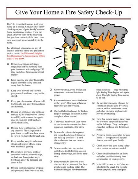 Richmond Heights Fire Department Fire Safety Checklist
