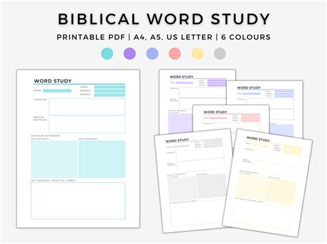 Printable Biblical Word Study Worksheet Bible Study Tools Etsy