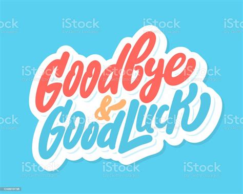 Goodbye And Good Luck Farewell Card Vector Lettering Stock Illustration