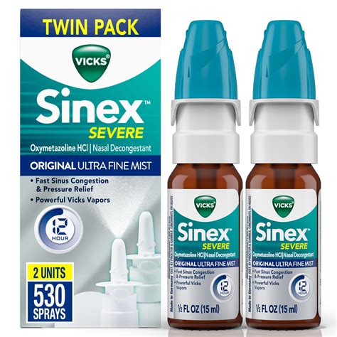 Buy Vicks Sinex Severe Nasal Spray Original Ultra Fine Mist Decongestant Medicine 265 Sprays