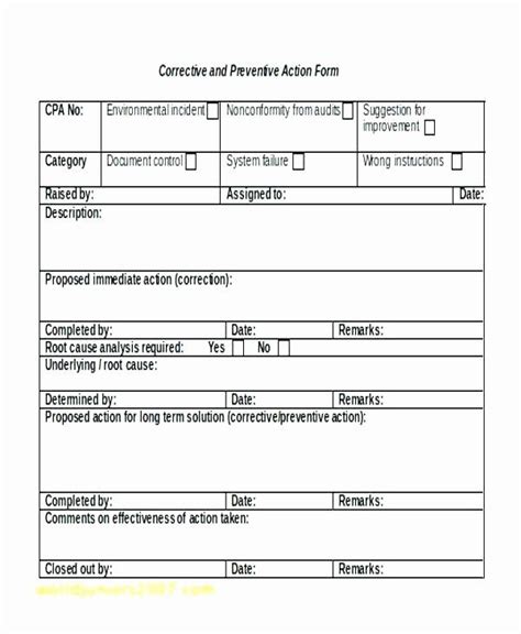 Employee Corrective Action Form Template Inspirational Preventive