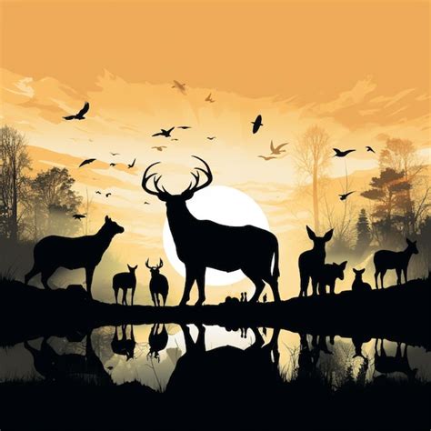 Premium Ai Image Deer Silhouette Background