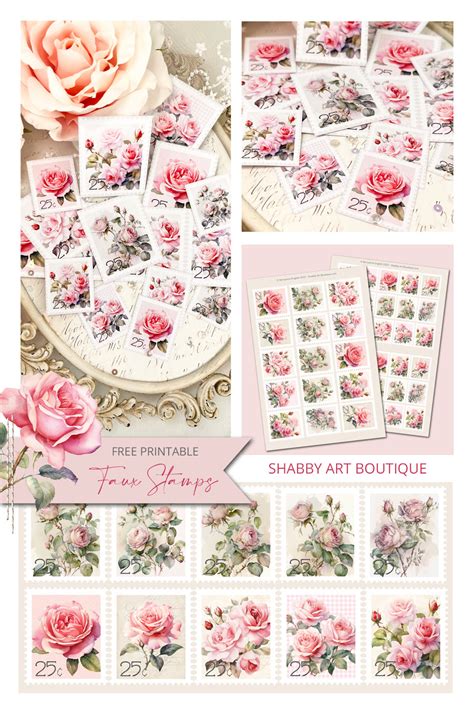 Free Printable Faux Rose Stamps Shabby Art Boutique