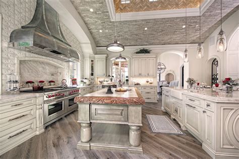 Luxury French Villa Custom Home Kitchen With White Wood Luxury
