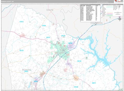 Rowan County Nc Wall Map Premium Style By Marketmaps Mapsales