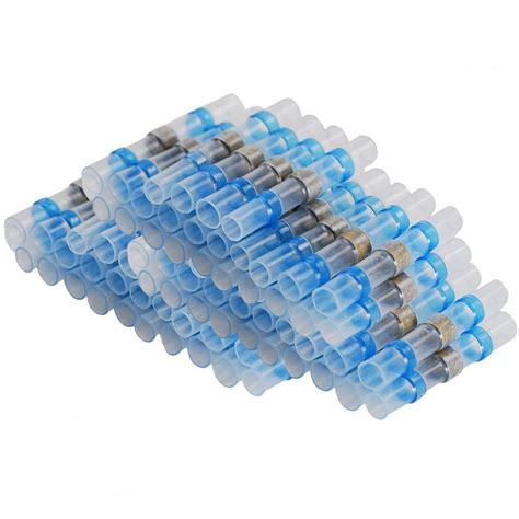 60x Blue 14 16ga Solder Sleeve Heat Shrink Butt Wire Splice Connector