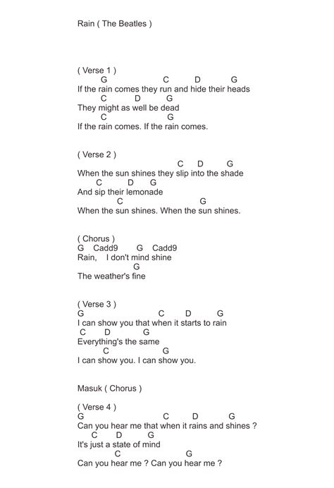 Chord Lagu Rain ( The Beatles ) - SEPUTAR MUSIK