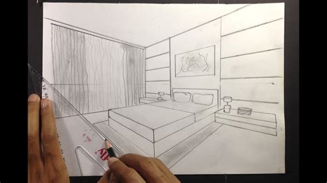 How To Draw A Simple Bedroom In Two Point Perspective 2 Youtube