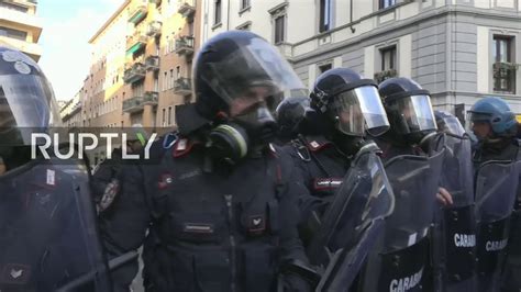 Live Tensions High In Milan During Anti Fascist Rally Youtube