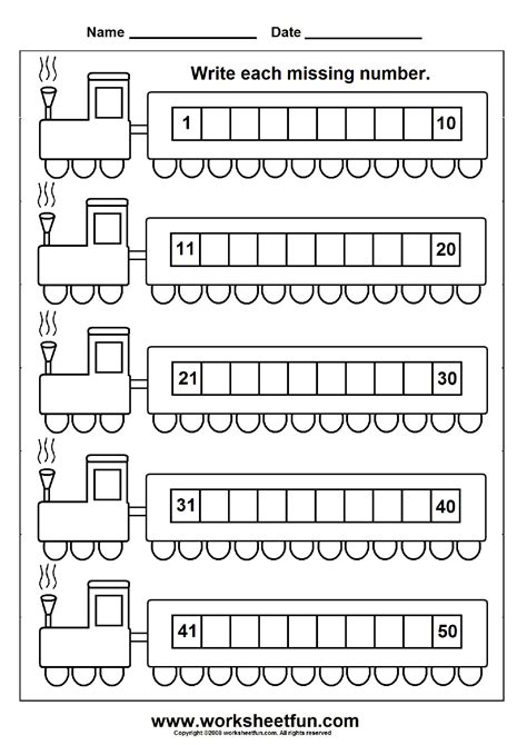 Missing Numbers 1 50 6 Worksheets Printable Worksheets