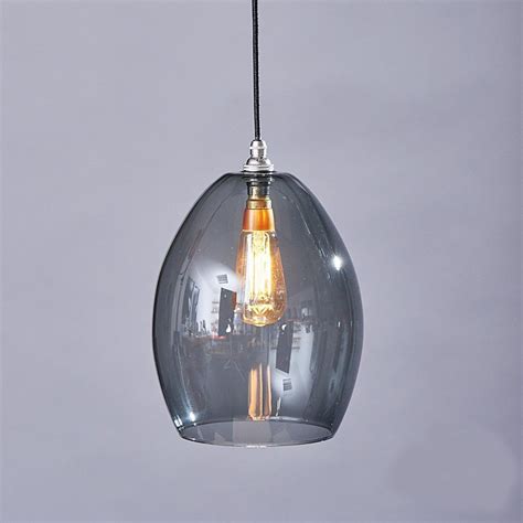 Blown glass pendant light lightly dented 5 glass pendant lights, glass chandelier, blown glass lighting, blown glass chandeliers. Smoke Grey Glass Pendant Light in 2020 | Blown glass ...