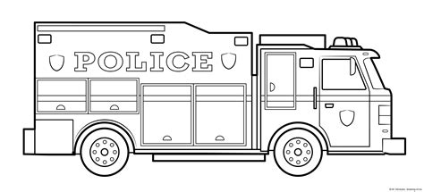 Police truck draw – Line art illustrations