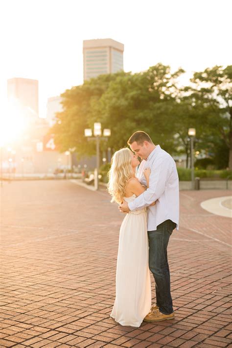 Warm Sunset Engagement Shoot At Pier 5 Inner Harbor In Baltimore Md